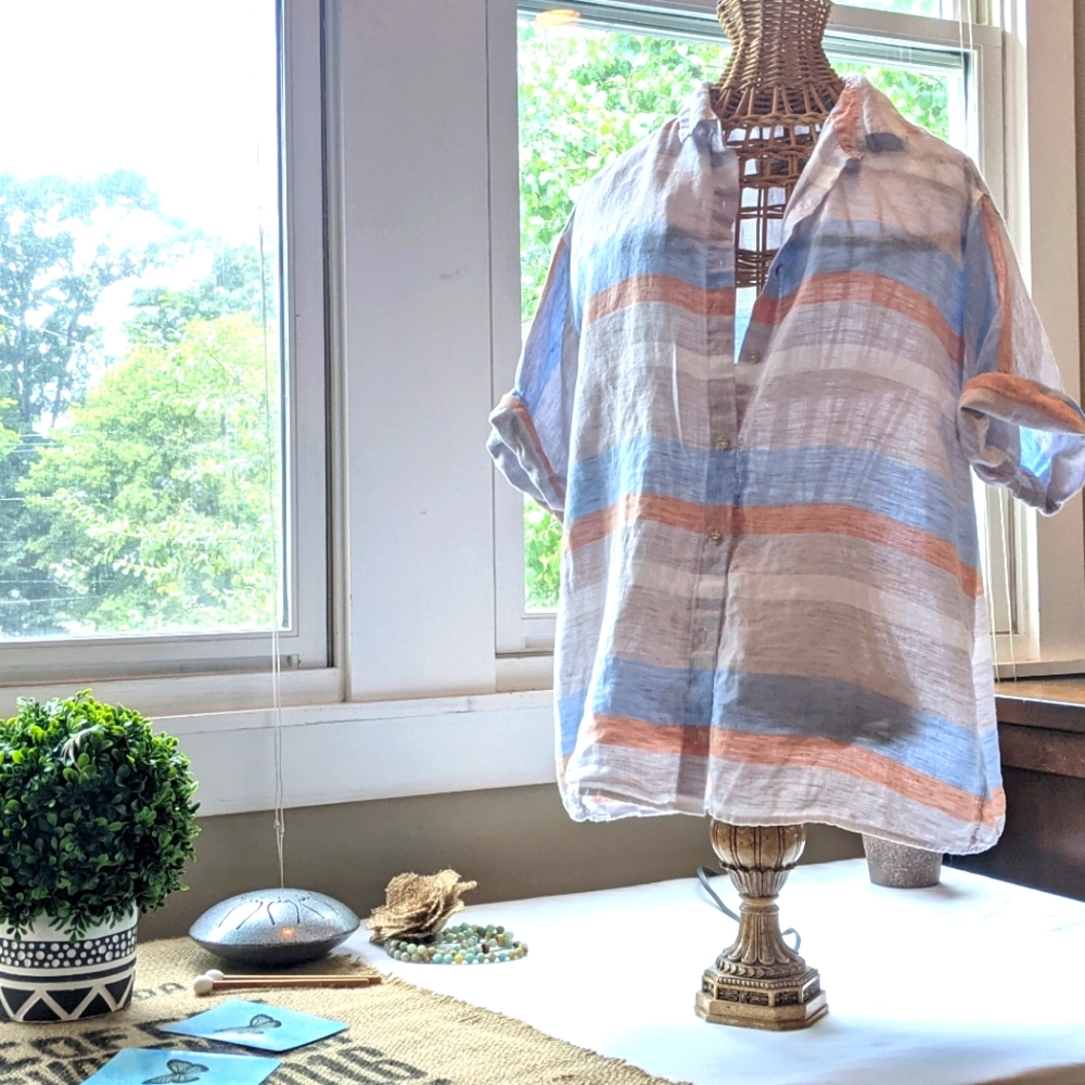 100% Linen button blouse